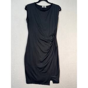 Verse Stitch Fix Side Ruched Faux Wrap Black Cocktail Dress Stretch Knit Medium